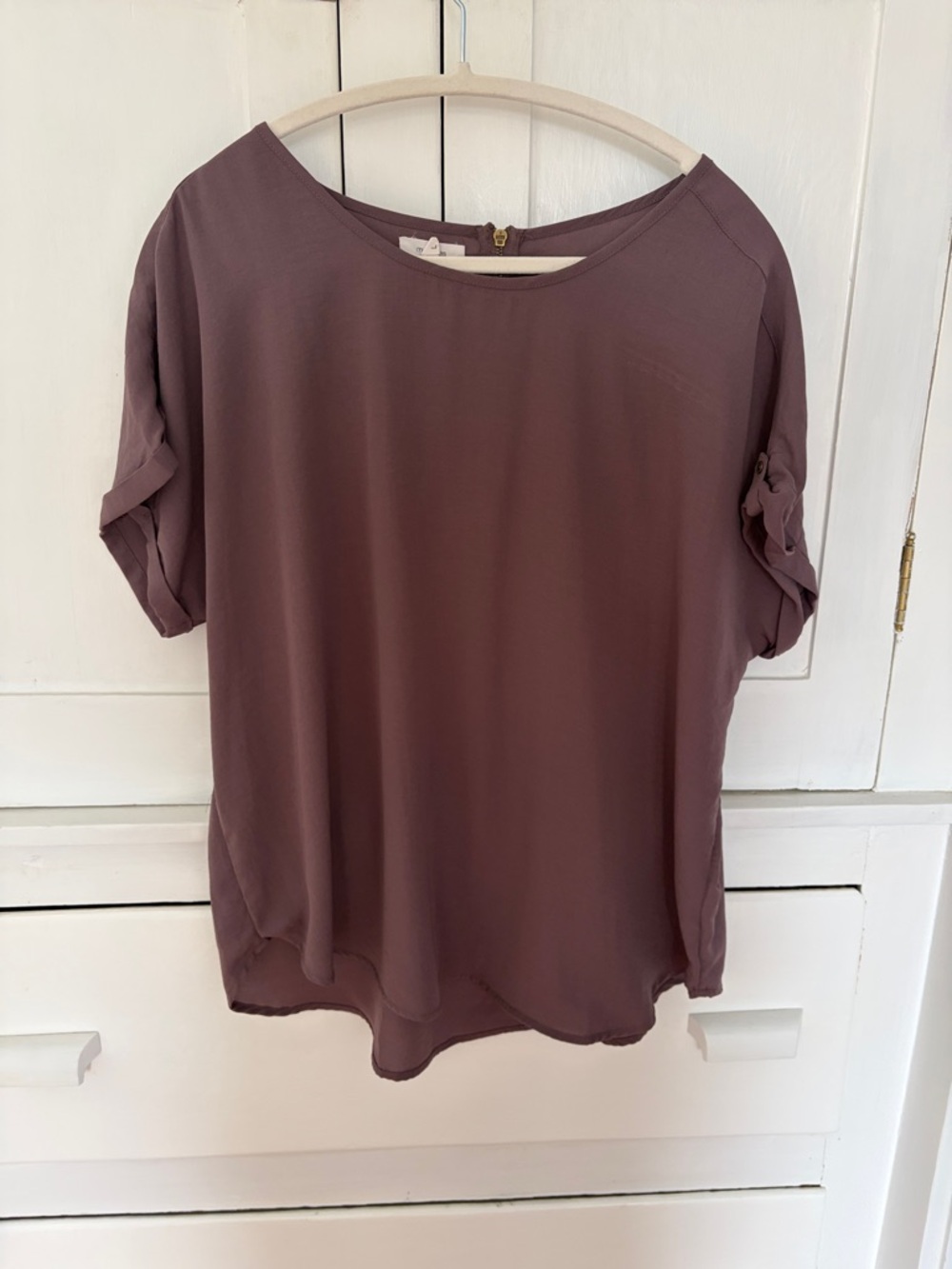 Maurices Dusty Mauve Short Sleeve Blouse